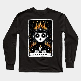 The Ember Emperor Burn Flame Funny Tarot Card Pun Horoscope Long Sleeve T-Shirt